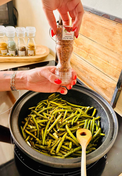 Recette des haricots verts sautés au sel de Camargue aromatisé "Sel Fou"
